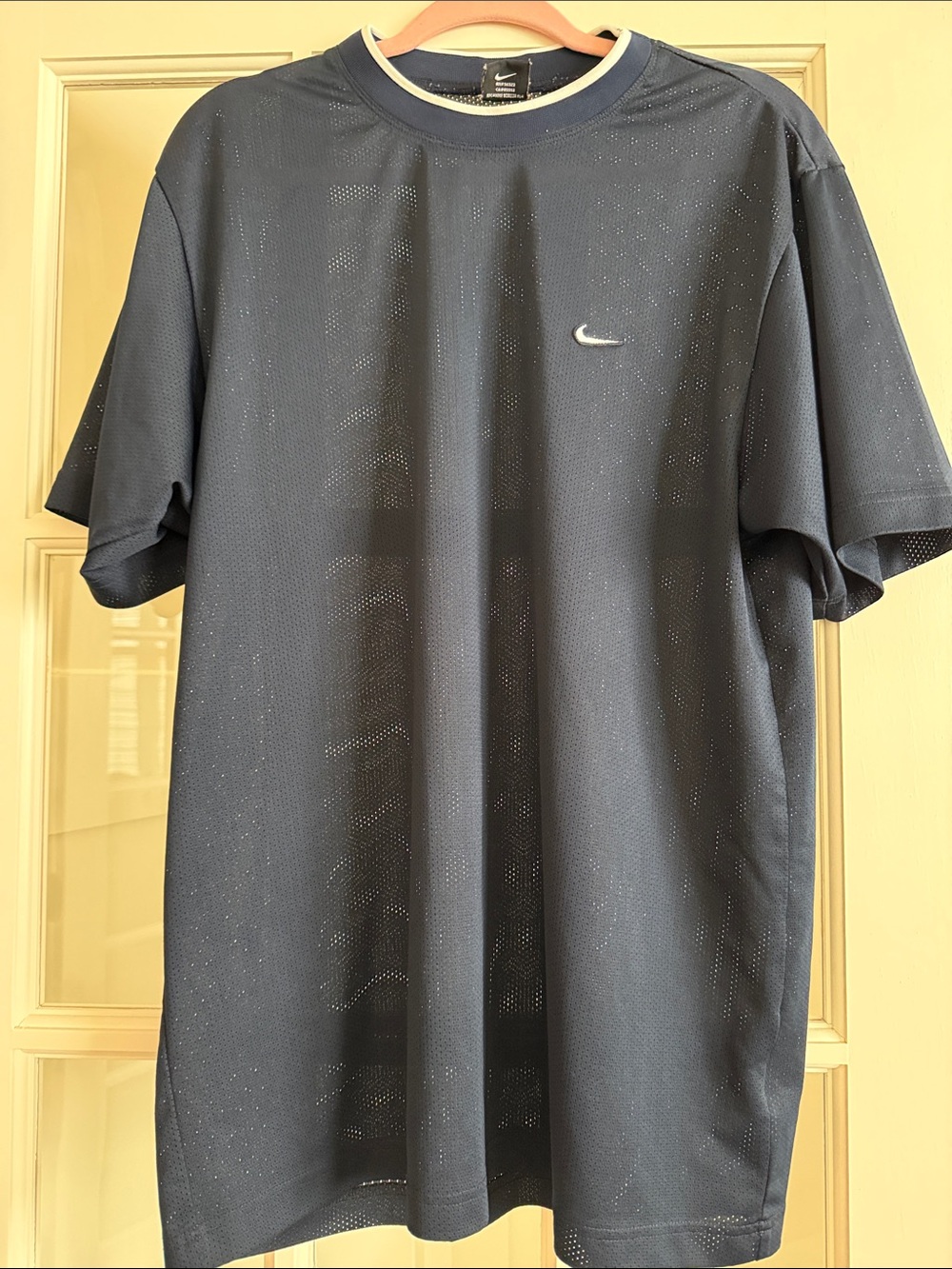 Nike Dark Navy Mesh Short-Sleeve Dri-FIT Tee with White Swoosh